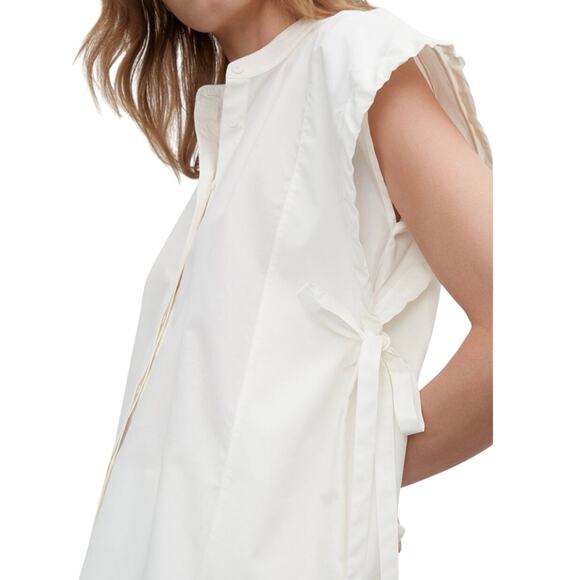 Club Monaco White Cinch Sleeve Organic Cotton Button Up Shirt Size Small - Picture 2 of 14